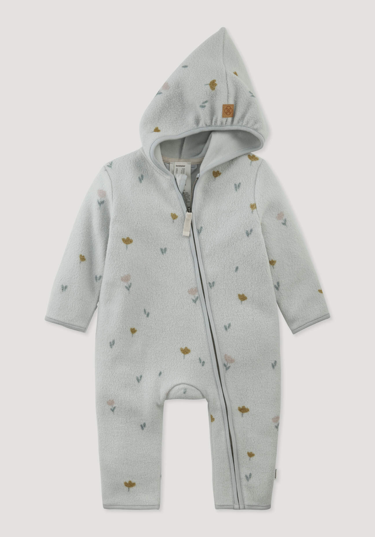 hessnatur Baby Fleece Overall aus Bio-Baumwolle - grau Grösse50/56