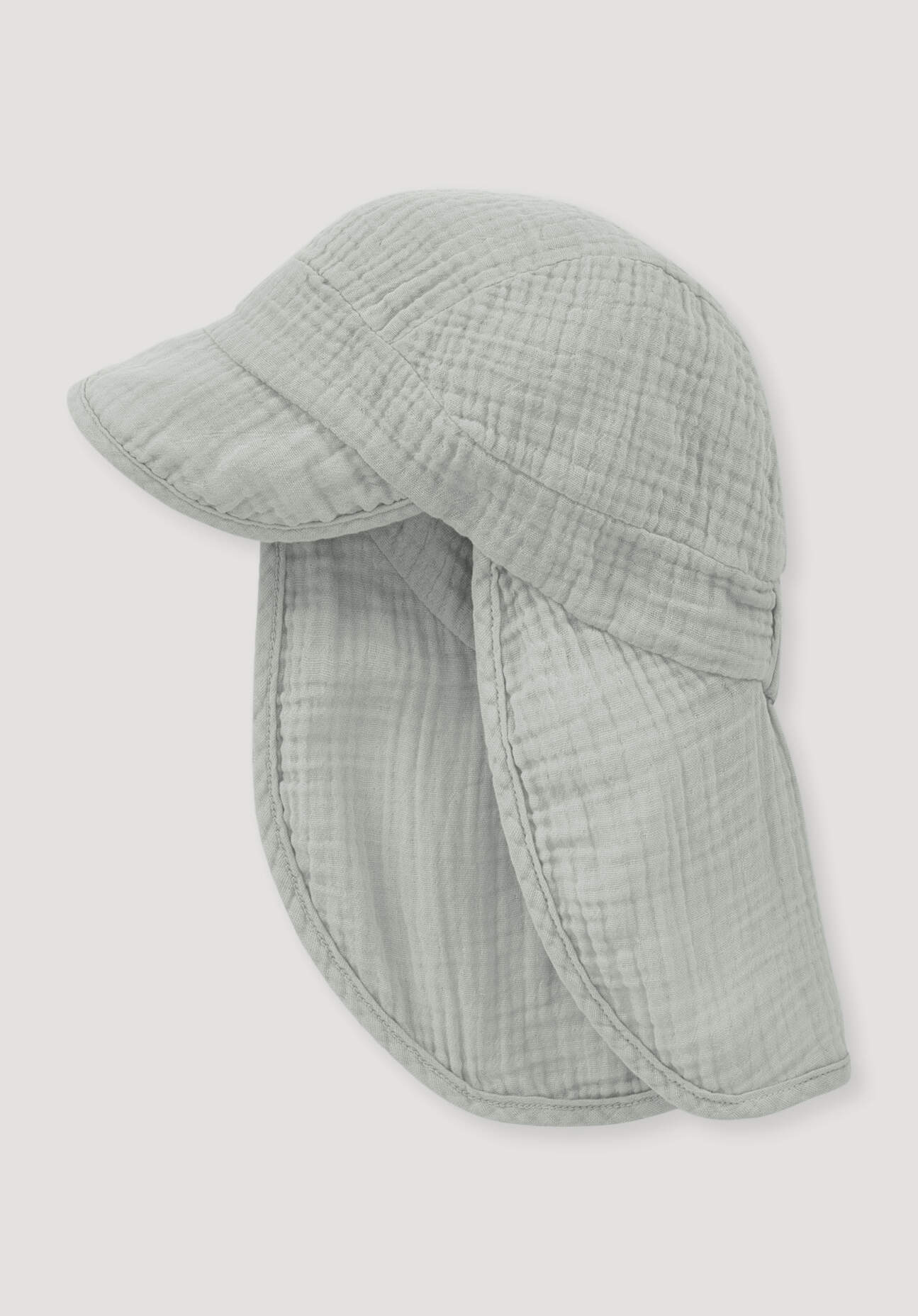 hessnatur Baby Musselin Schirmmütze aus Bio-Baumwolle - grau Größe 49/51