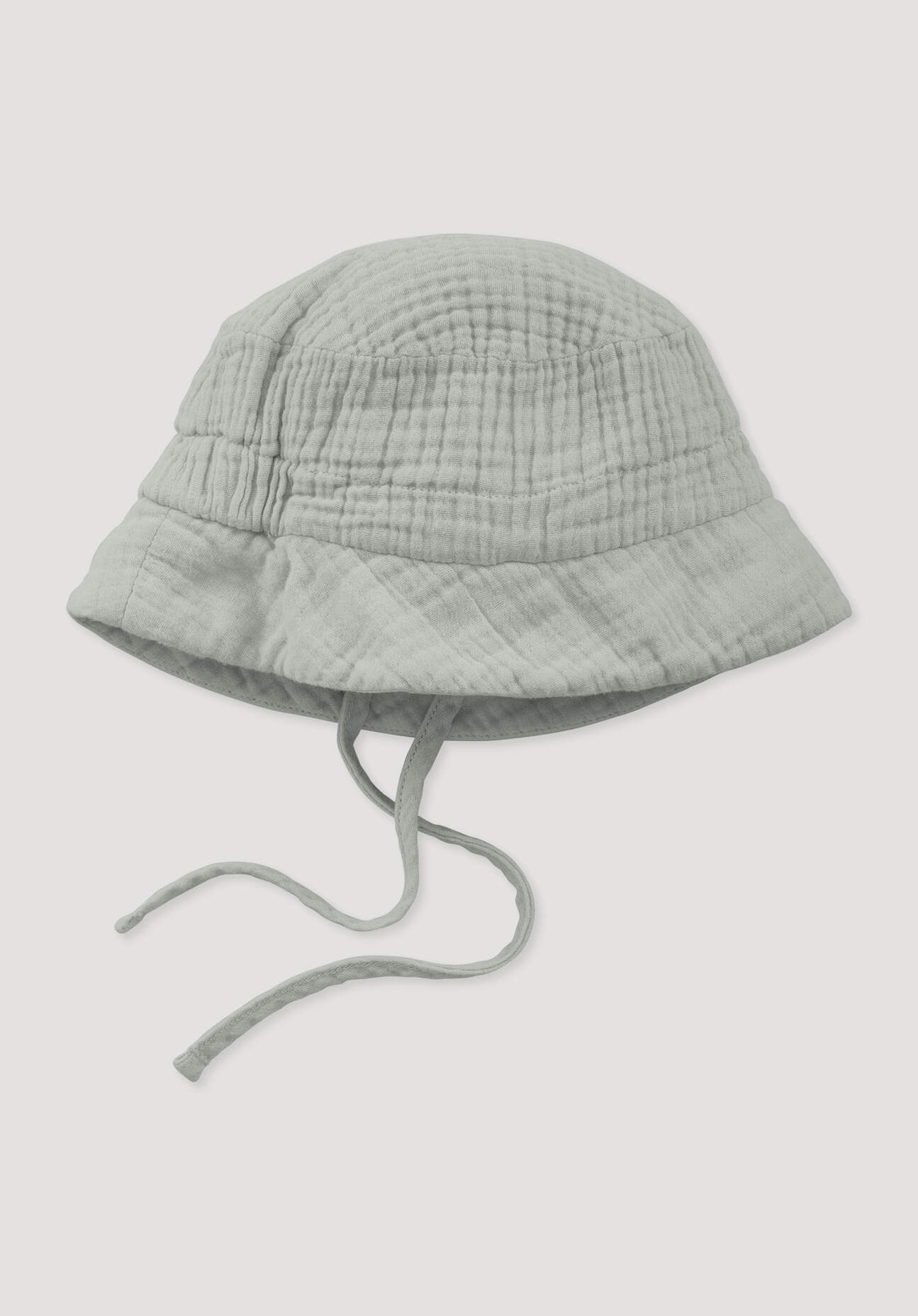 hessnatur Baby Musselin Fischerhut aus Bio-Baumwolle - grau Größe 37/39