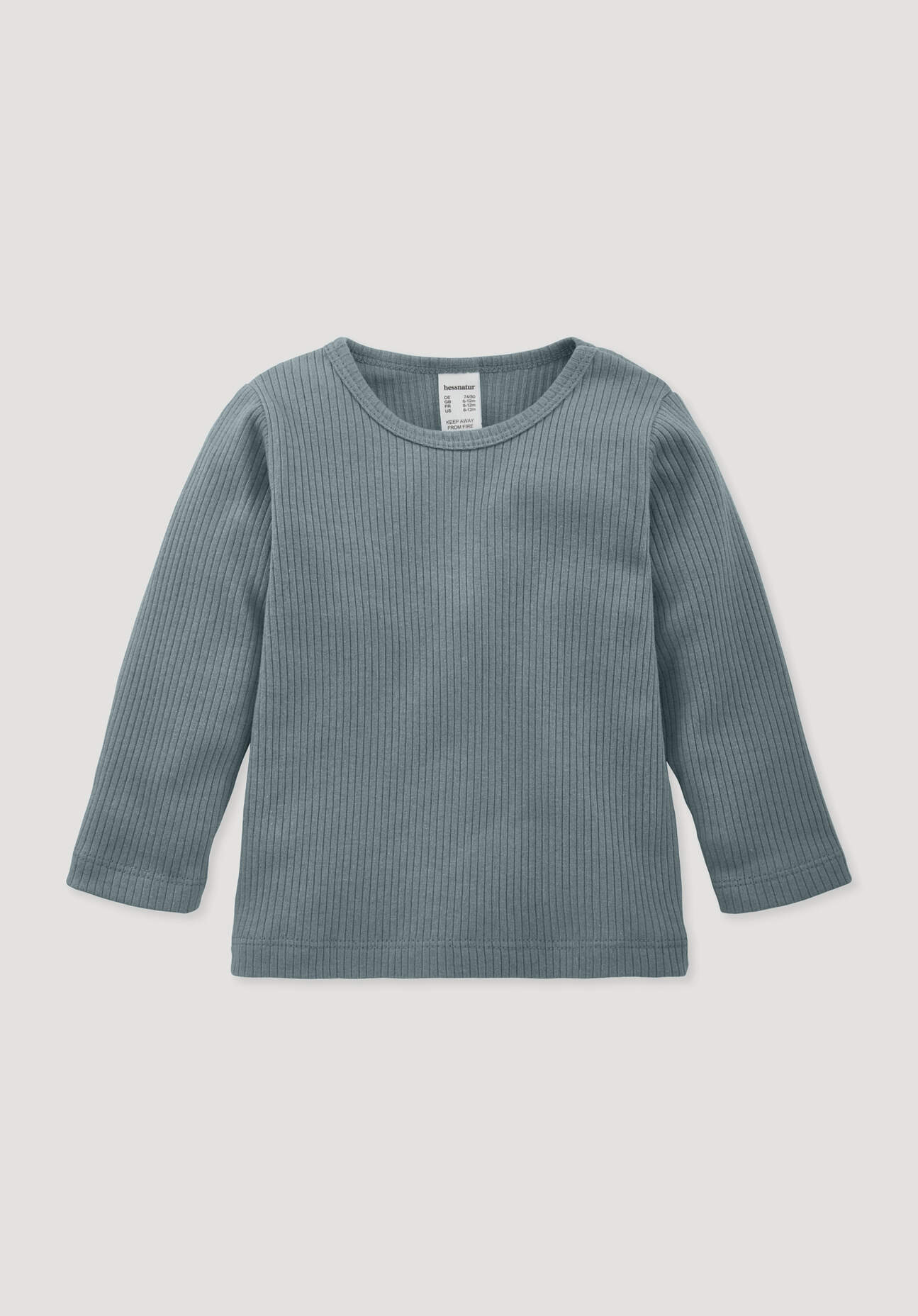 hessnatur Baby Longsleeve aus Bio-Baumwolle mit Bio-Merinowolle - blau Größe 50/56