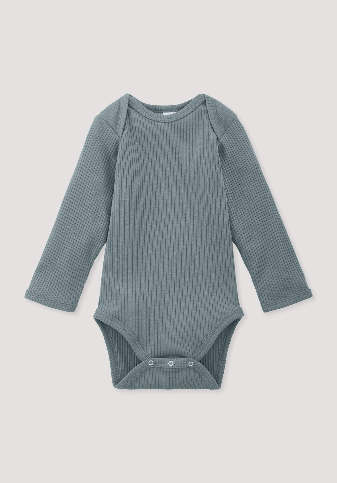 hessnatur Baby Body Langarm aus Bio-Baumwolle mit Bio-Merinowolle - blau Größe 62/68