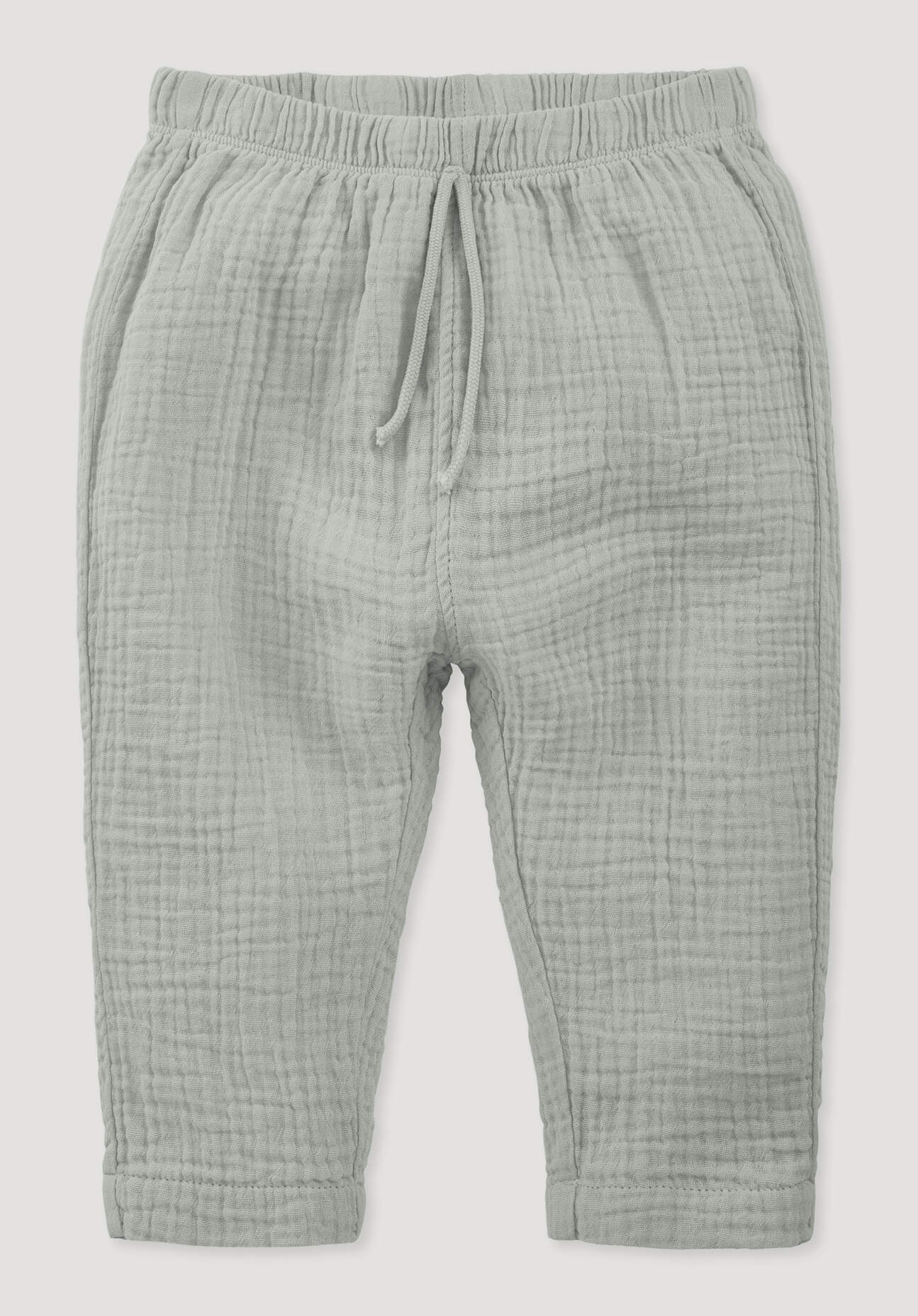 hessnatur Baby Musselin Hose aus Bio-Baumwolle - grau Größe 98/104