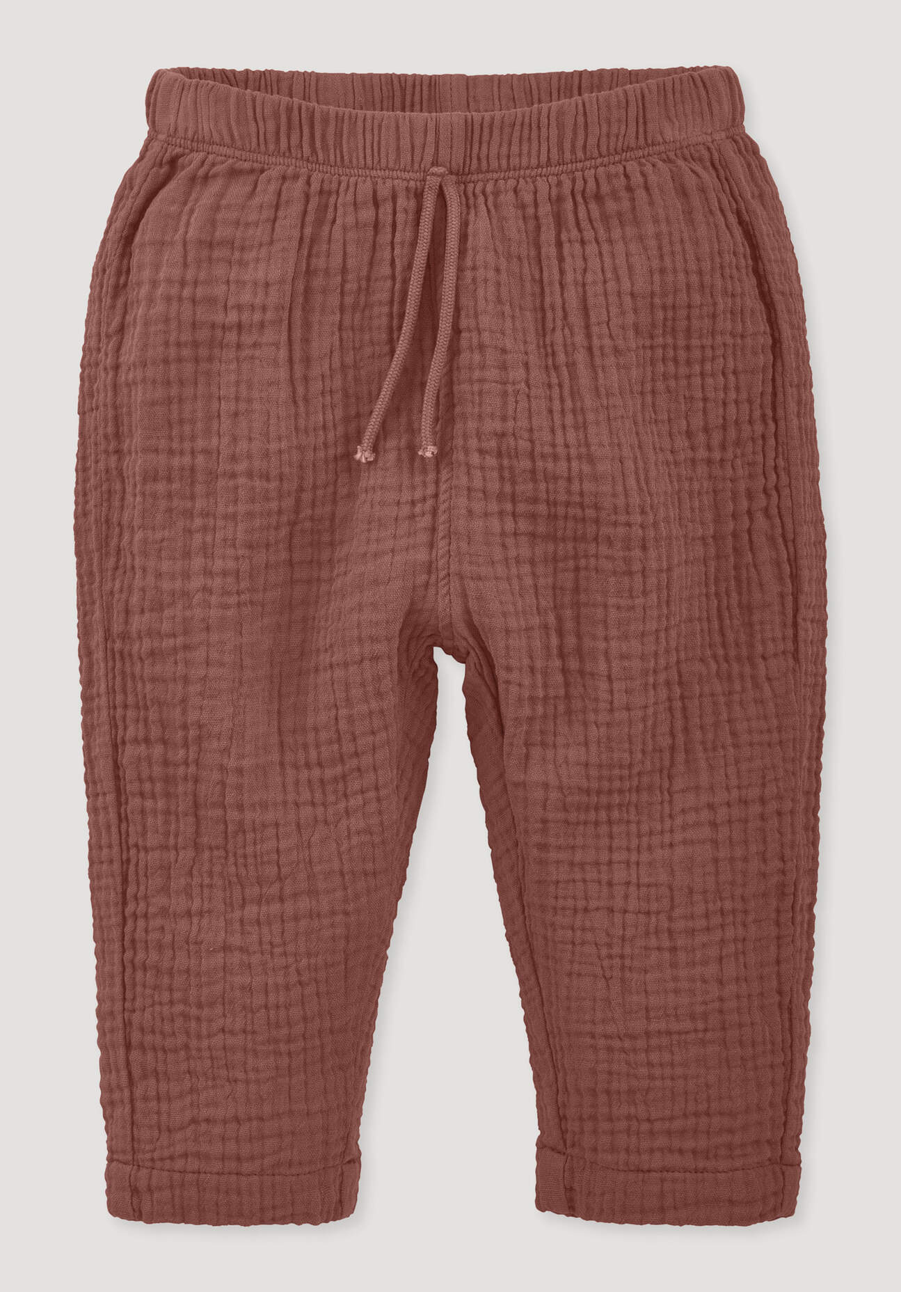 hessnatur Baby Musselin Hose aus Bio-Baumwolle - braun Größe 50/56