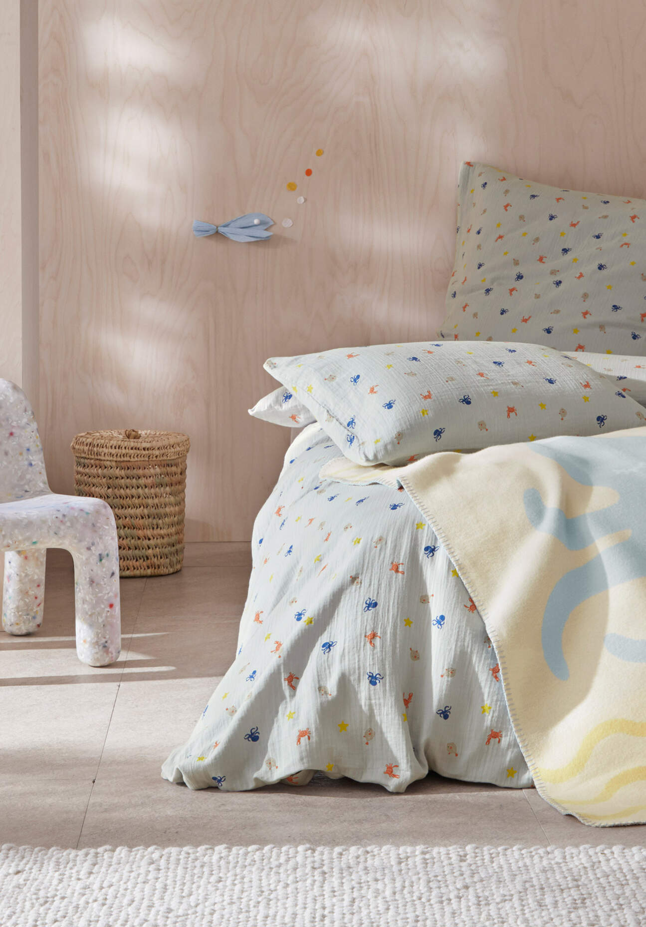 hessnatur Baby Musselin Bettwäsche aus Bio-Baumwolle - blau Größe 135x200+80x80 cm