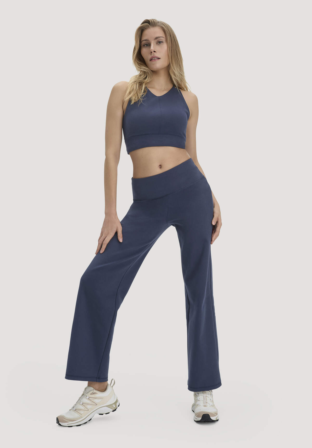 hessnatur Loungewear Hose Wide Leg ACTIVE COMFORT aus Bio-Baumwolle - blau Größe XL