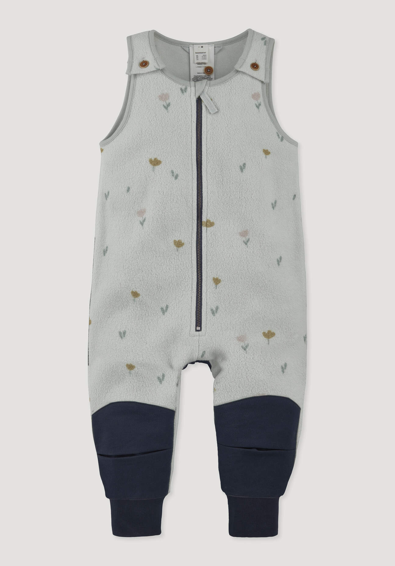 hessnatur Baby Fleece Sommer Overall mit Softshell aus Bio-Baumwolle - grau Größe 74/80