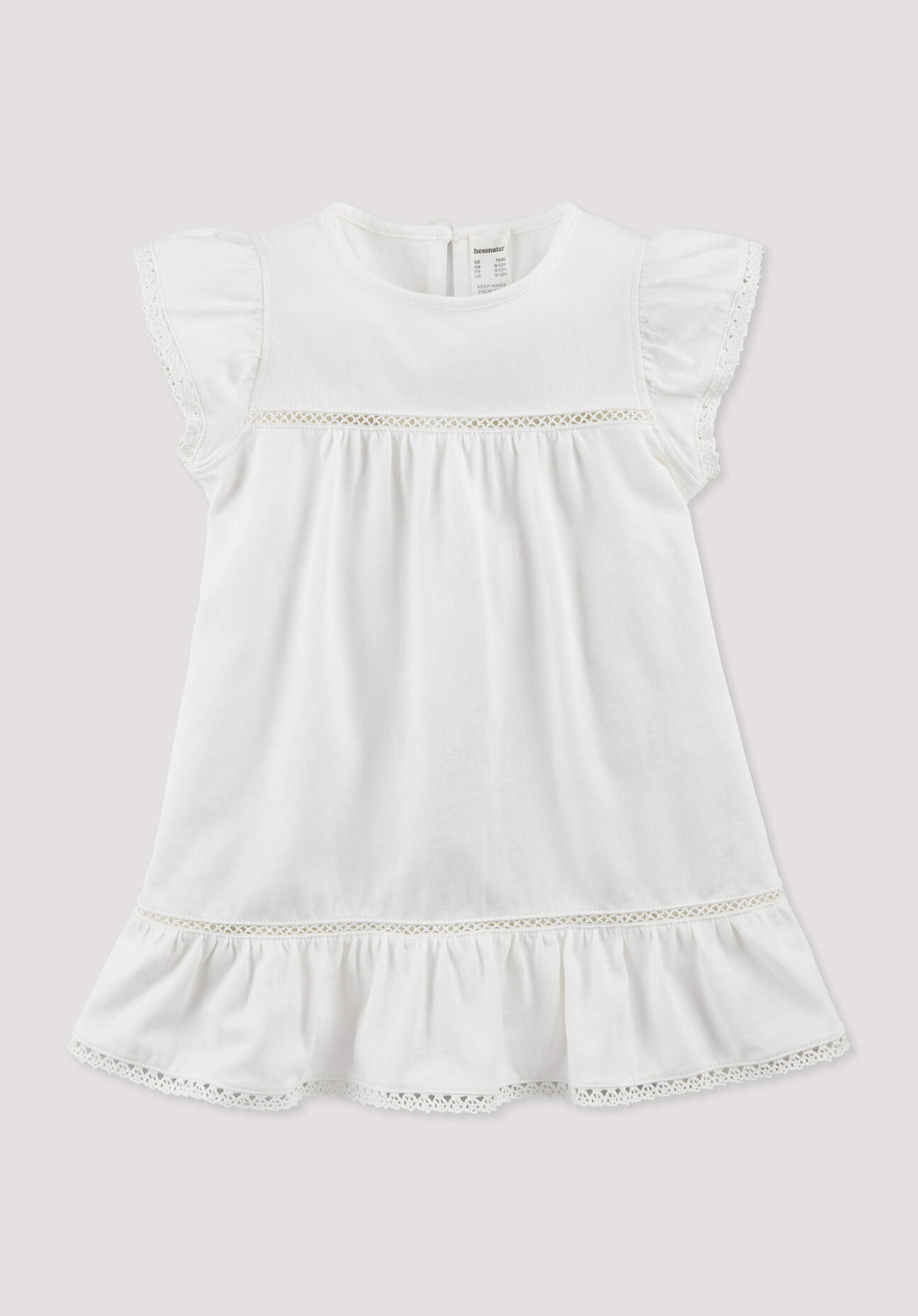 hessnatur Baby Jersey Kleid aus Bio-Baumwolle - weiß Größe 86/92