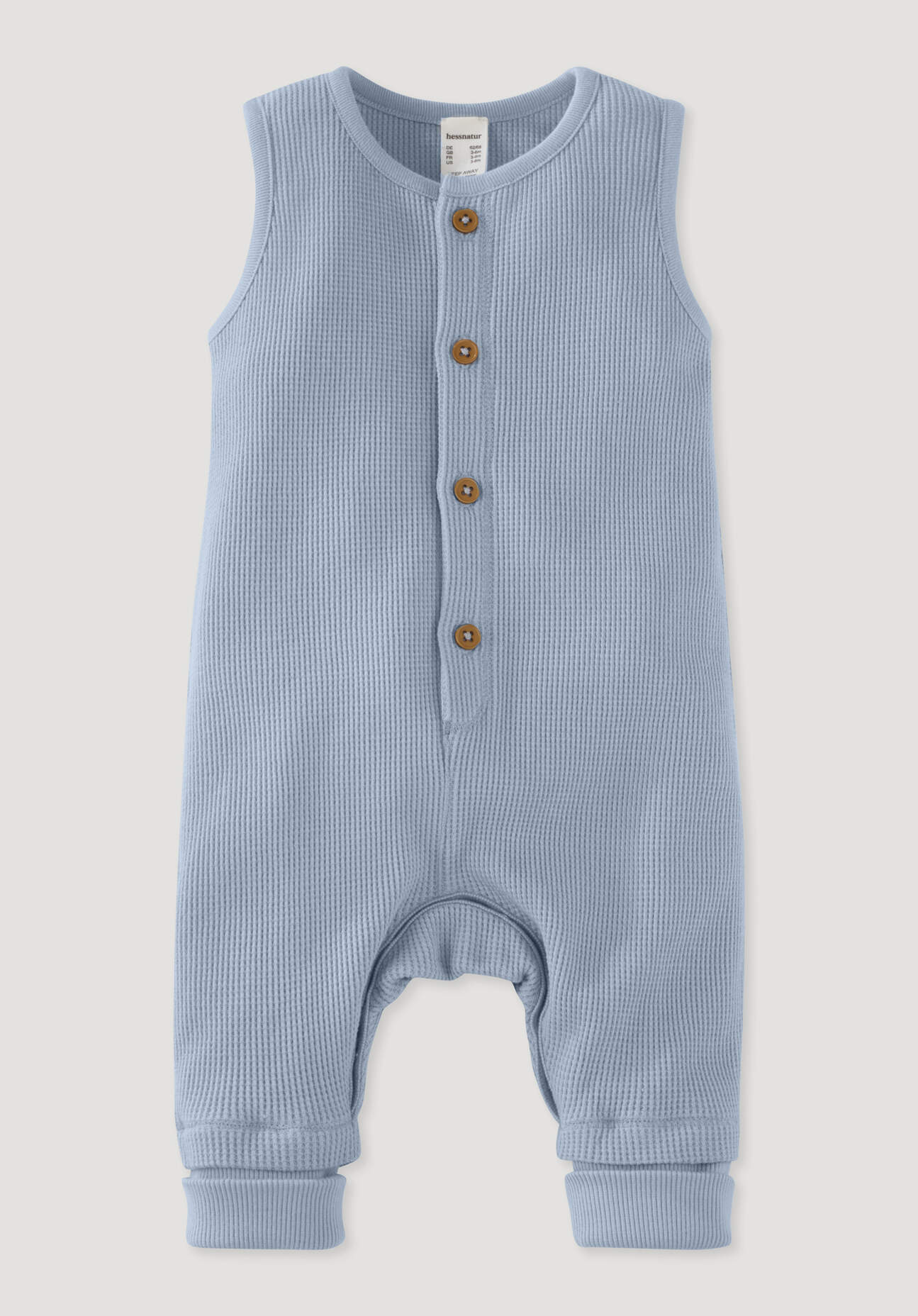 hessnatur Baby Piqué Strampler aus Bio-Baumwolle - blau Größe 74/80