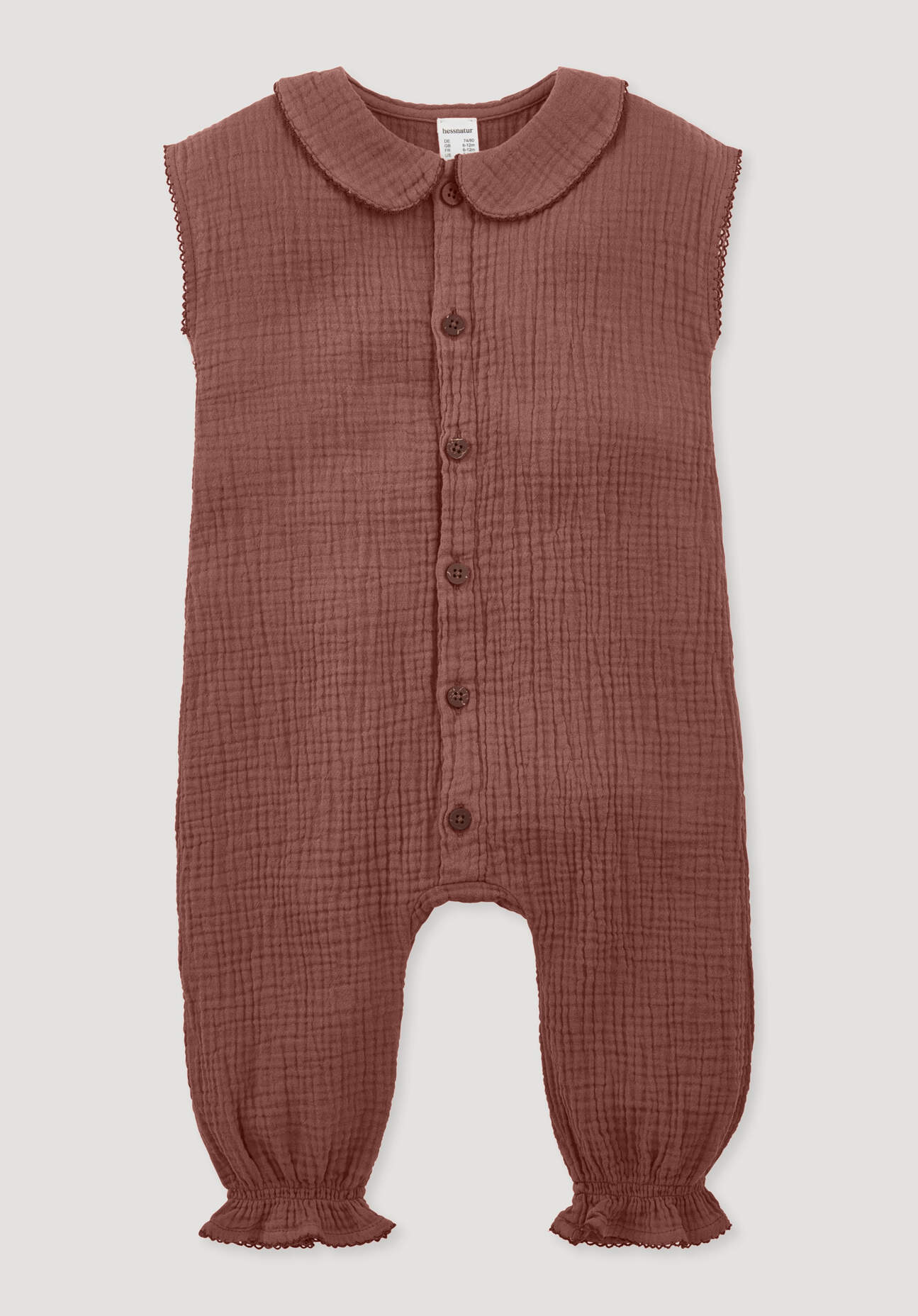hessnatur Baby Musselin Strampler aus Bio-Baumwolle - braun Größe 98/104