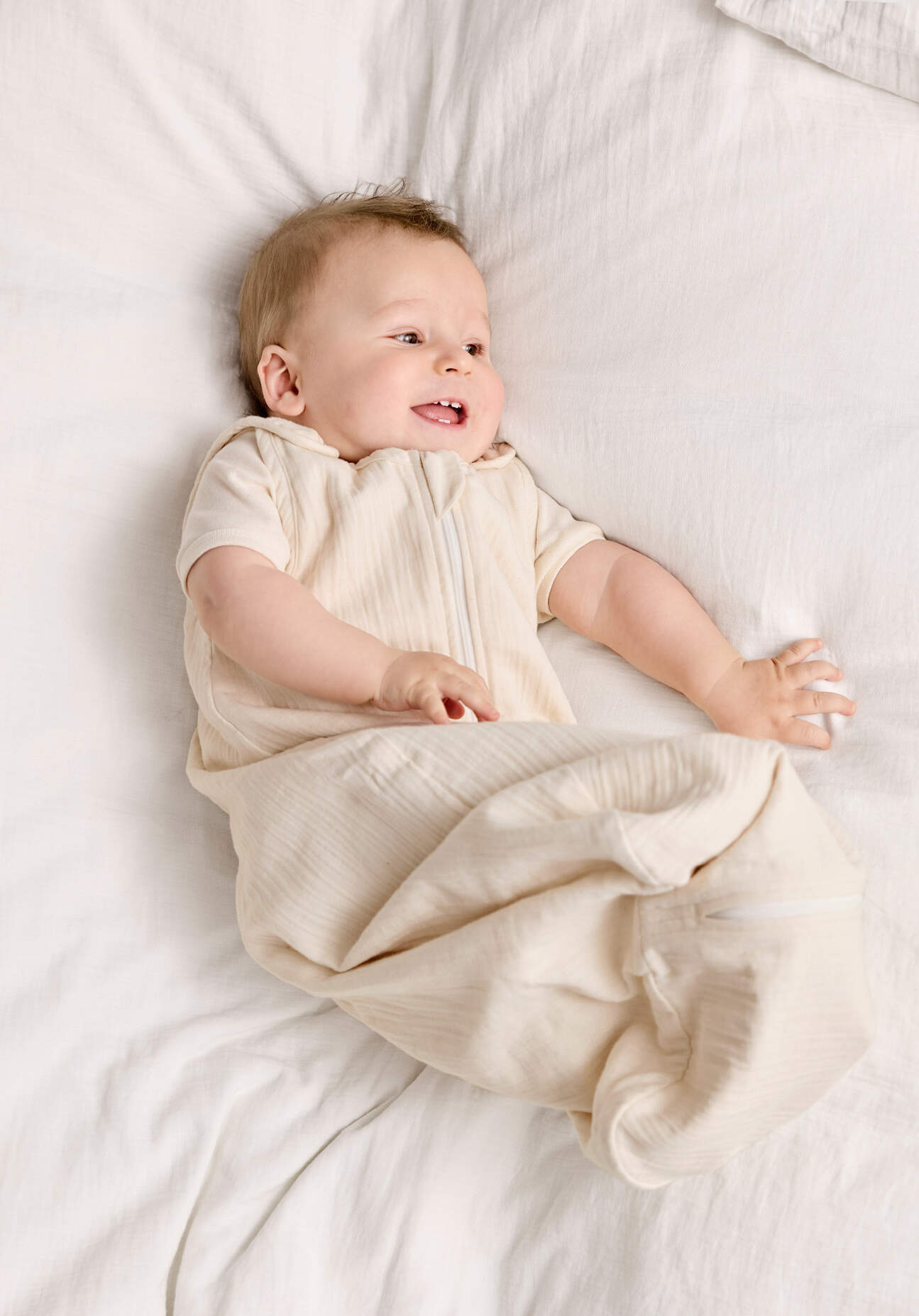 hessnatur Baby Musselin Schlafsack aus Bio-Baumwolle - naturfarben Grösse70cm