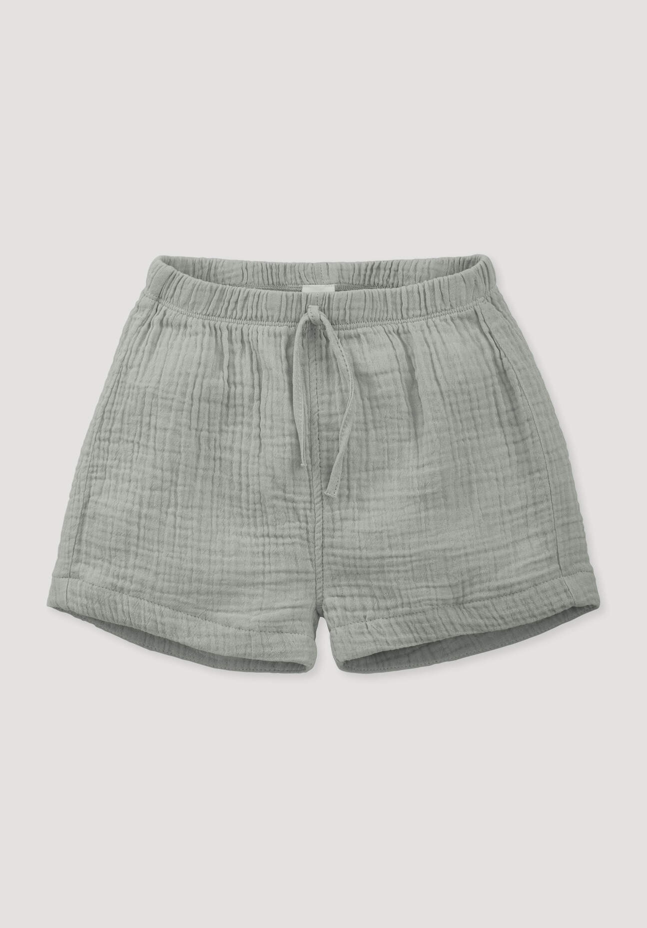 hessnatur Baby Musselin Shorts aus Bio-Baumwolle - grau Größe 98/104