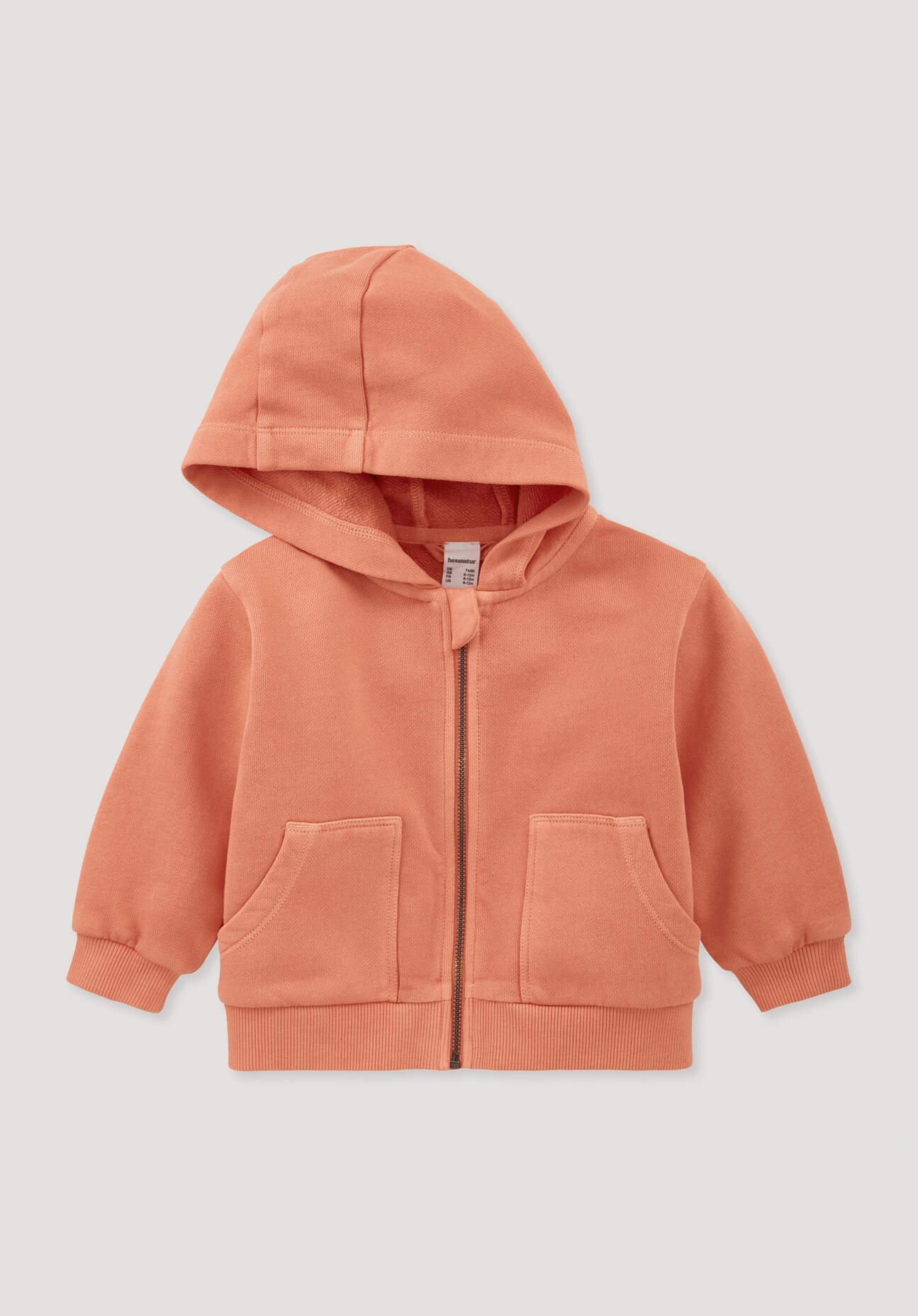 hessnatur Baby Sweatjacke BETTER RECYCLING aus Bio-Baumwolle - orange Größe 98/104