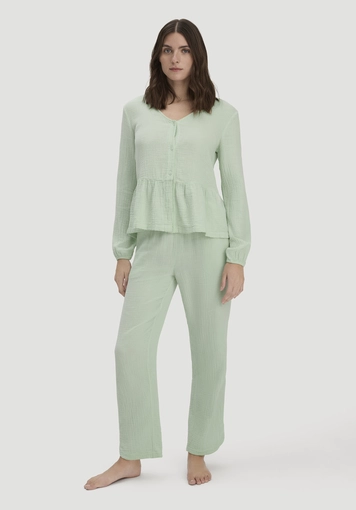 Musselin Schlafhose Regular PURE COMFORT aus reiner Bio-Baumwolle - 0