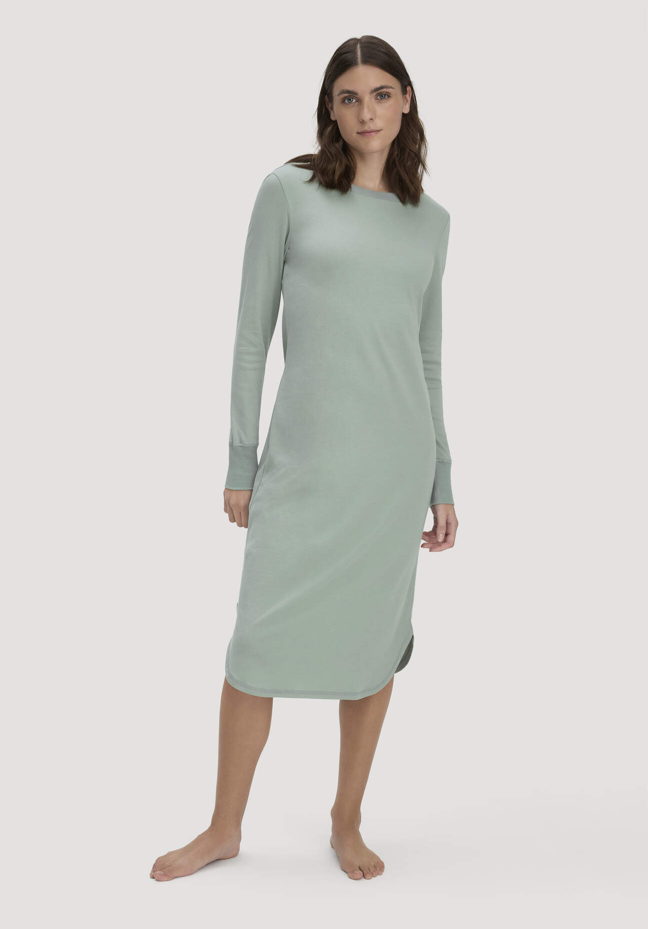 hessnatur Damen Nachthemd PURE COTTON aus Bio-Baumwolle - grün Größe 34