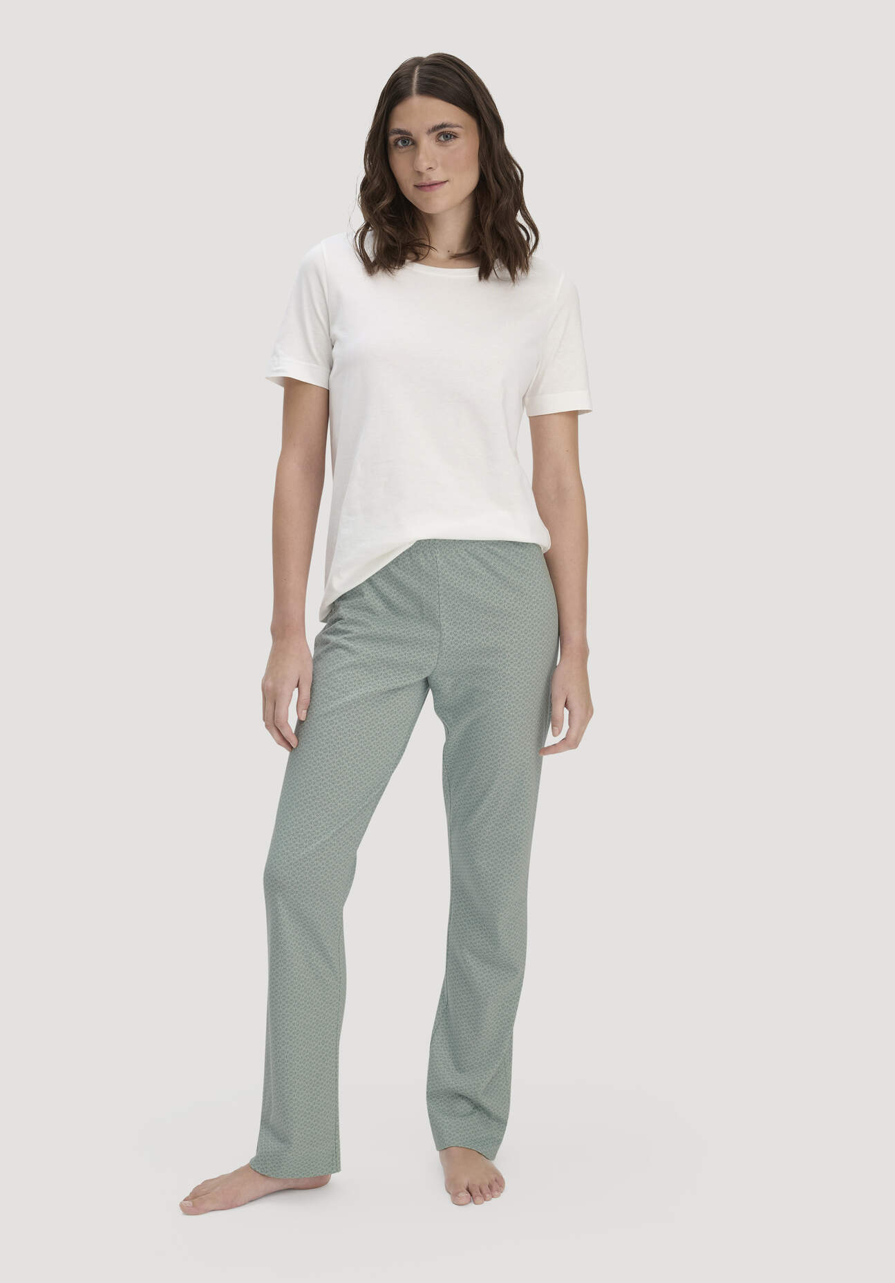 hessnatur Damen Schlafhose PURE COTTON aus Bio-Baumwolle - grün Grösse34