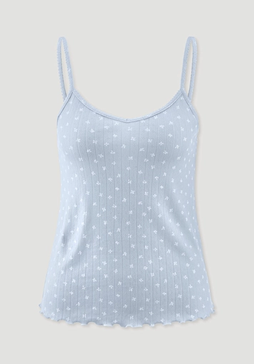 Pointelle Spaghetti Top PURE COTTON aus reiner Bio-Baumwolle