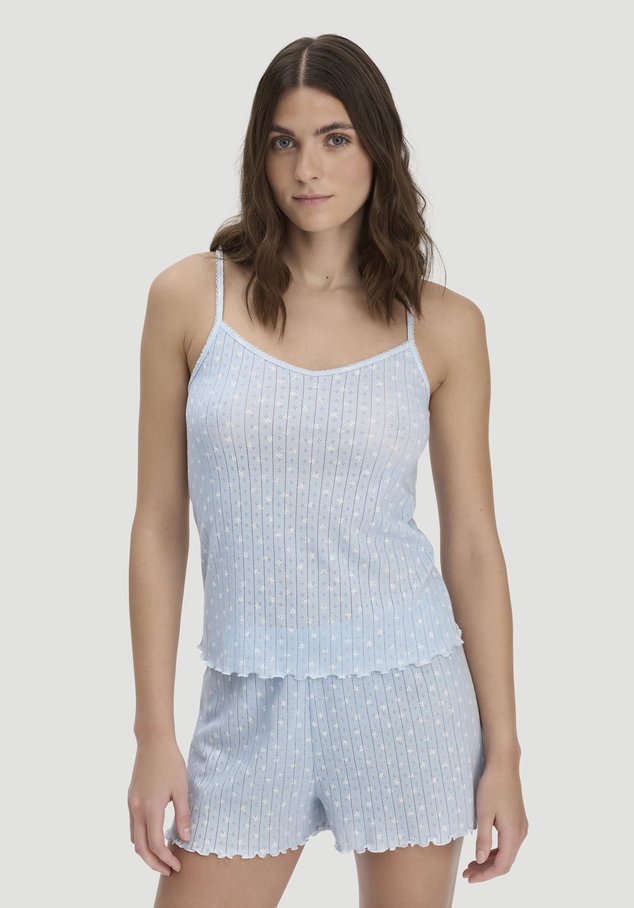 Pointelle Spaghetti Top PURE COTTON made of pure organic cotton