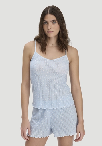 Pointelle Spaghetti Top PURE COTTON aus reiner Bio-Baumwolle - 0