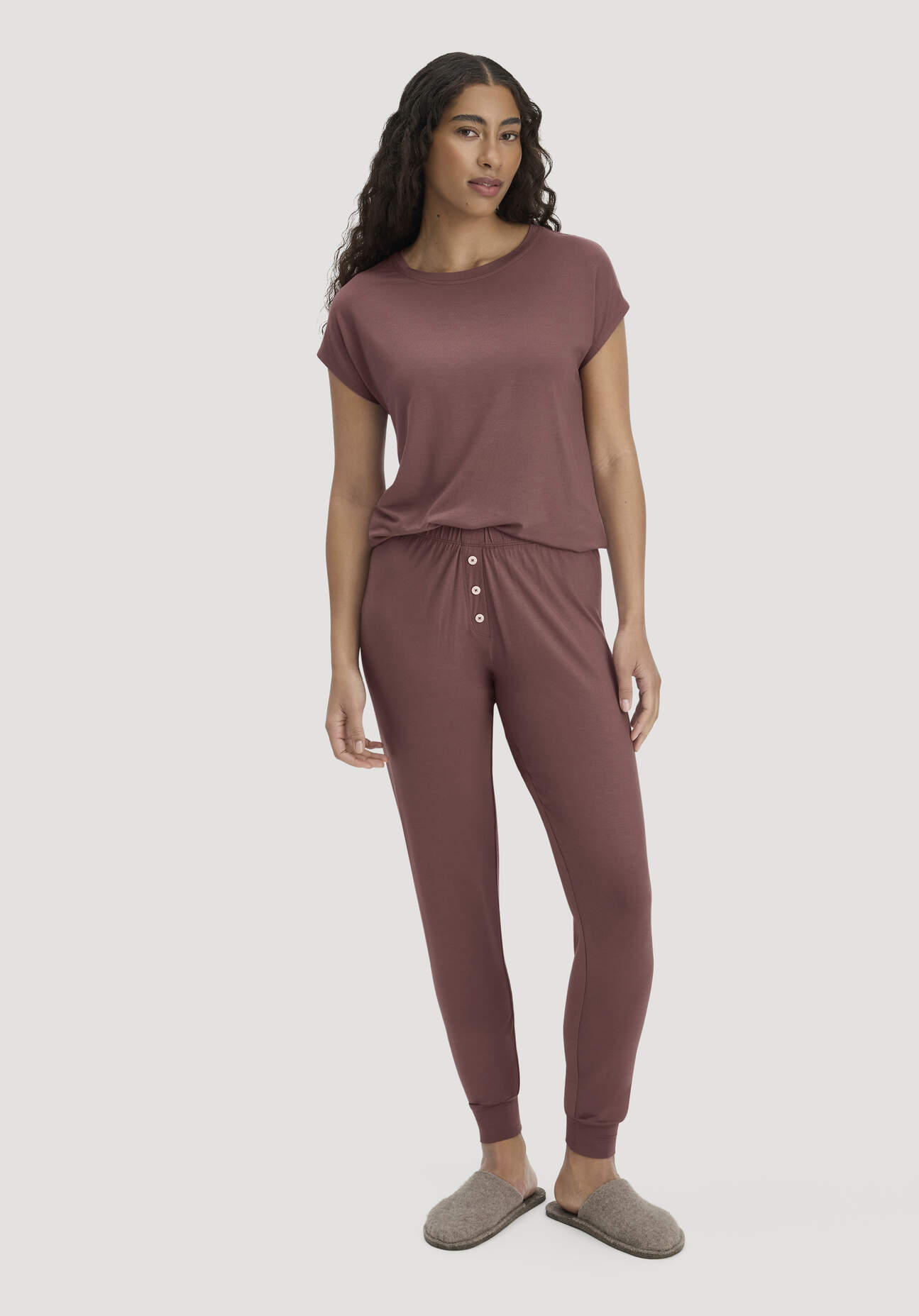 hessnatur Damen Schlafhose PURE FLOW aus TENCEL™ Modal - braun Grösse34