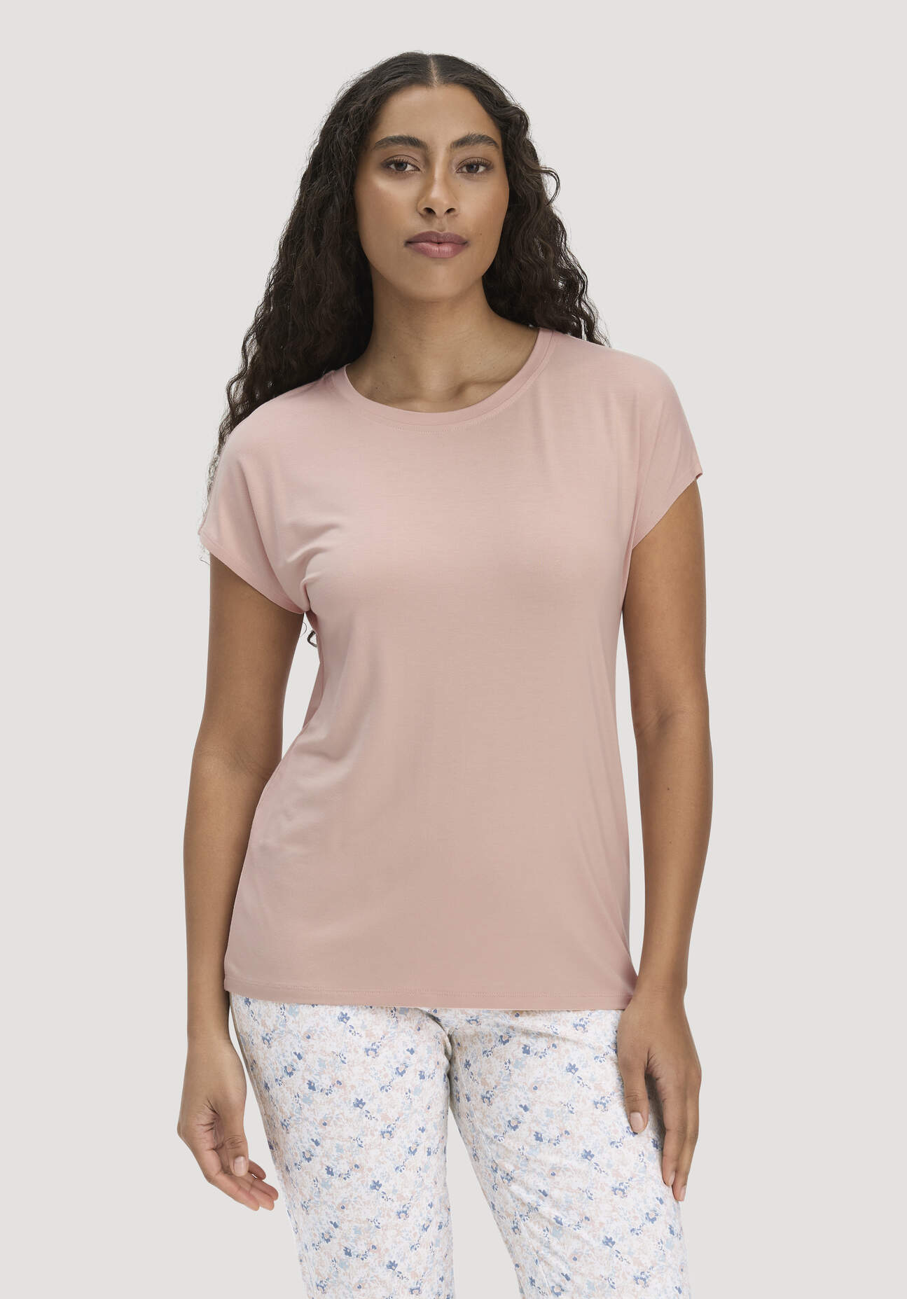 hessnatur Damen Schlaf T-Shirt PURE FLOW aus TENCEL™ Modal - rosa Größe 34