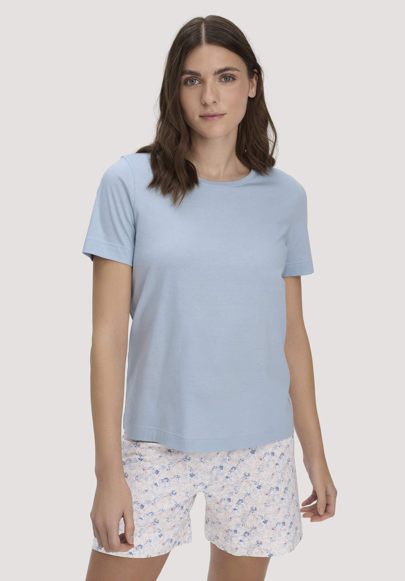 hessnatur Damen Pyjama PURE COTTON aus Bio-Baumwolle - blau Größe 42