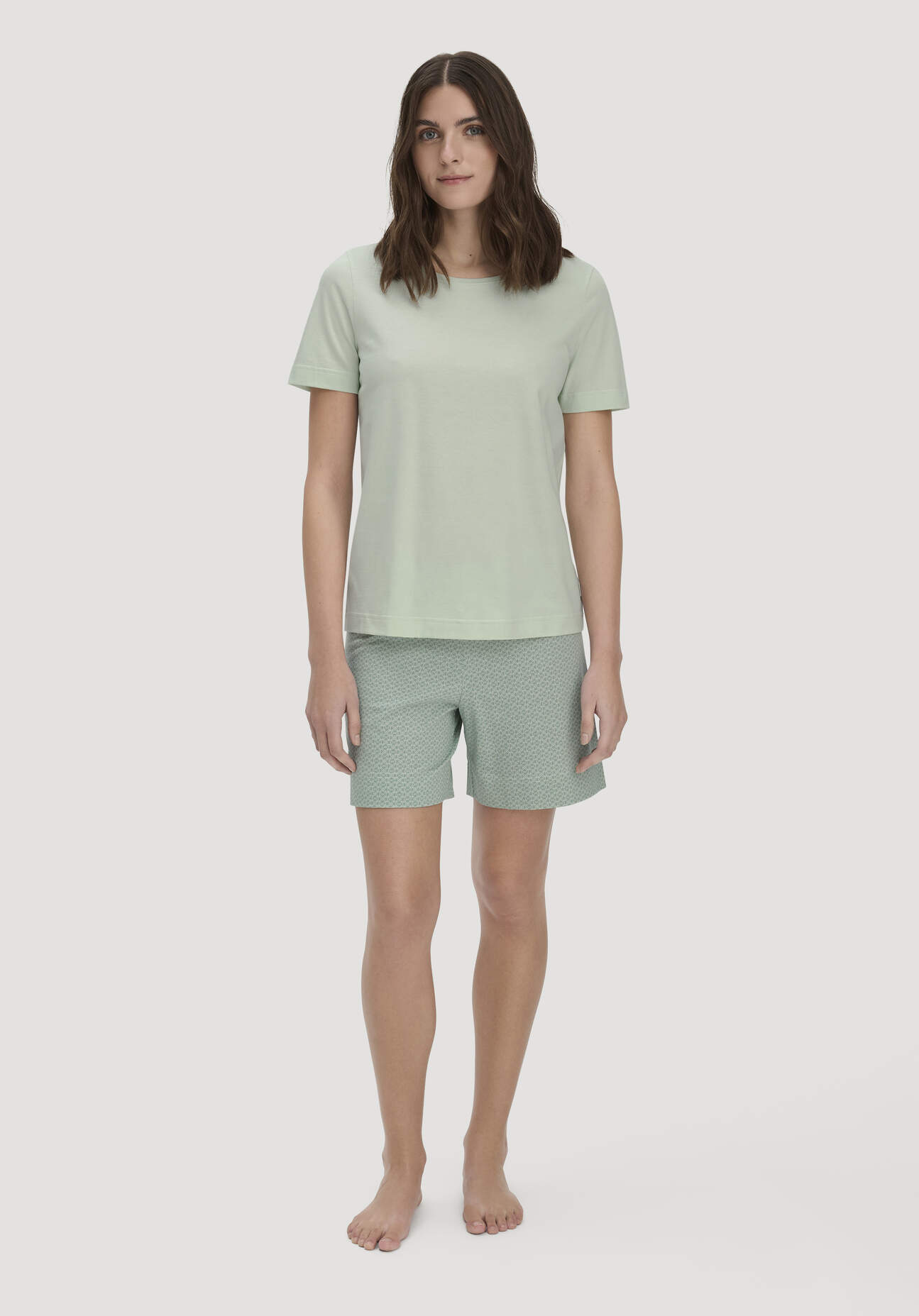hessnatur Damen Pyjama PURE COTTON aus Bio-Baumwolle - grün Größe 46