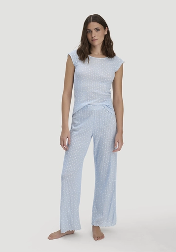 Pointelle Schlafhose Relaxed PURE COTTON aus reiner Bio-Baumwolle - 0