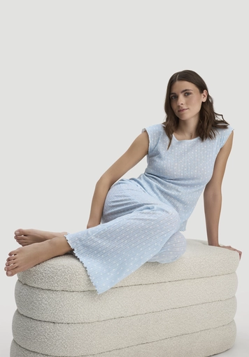 Pointelle Schlafhose Relaxed PURE COTTON aus reiner Bio-Baumwolle - 1