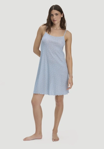 Pointelle Nachthemd PURE COTTON aus reiner Bio-Baumwolle - 0