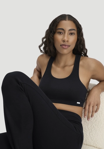 Flared soft rib leggings made from organic cotton - 1