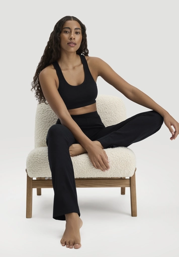 Flared soft rib leggings made from organic cotton - 2
