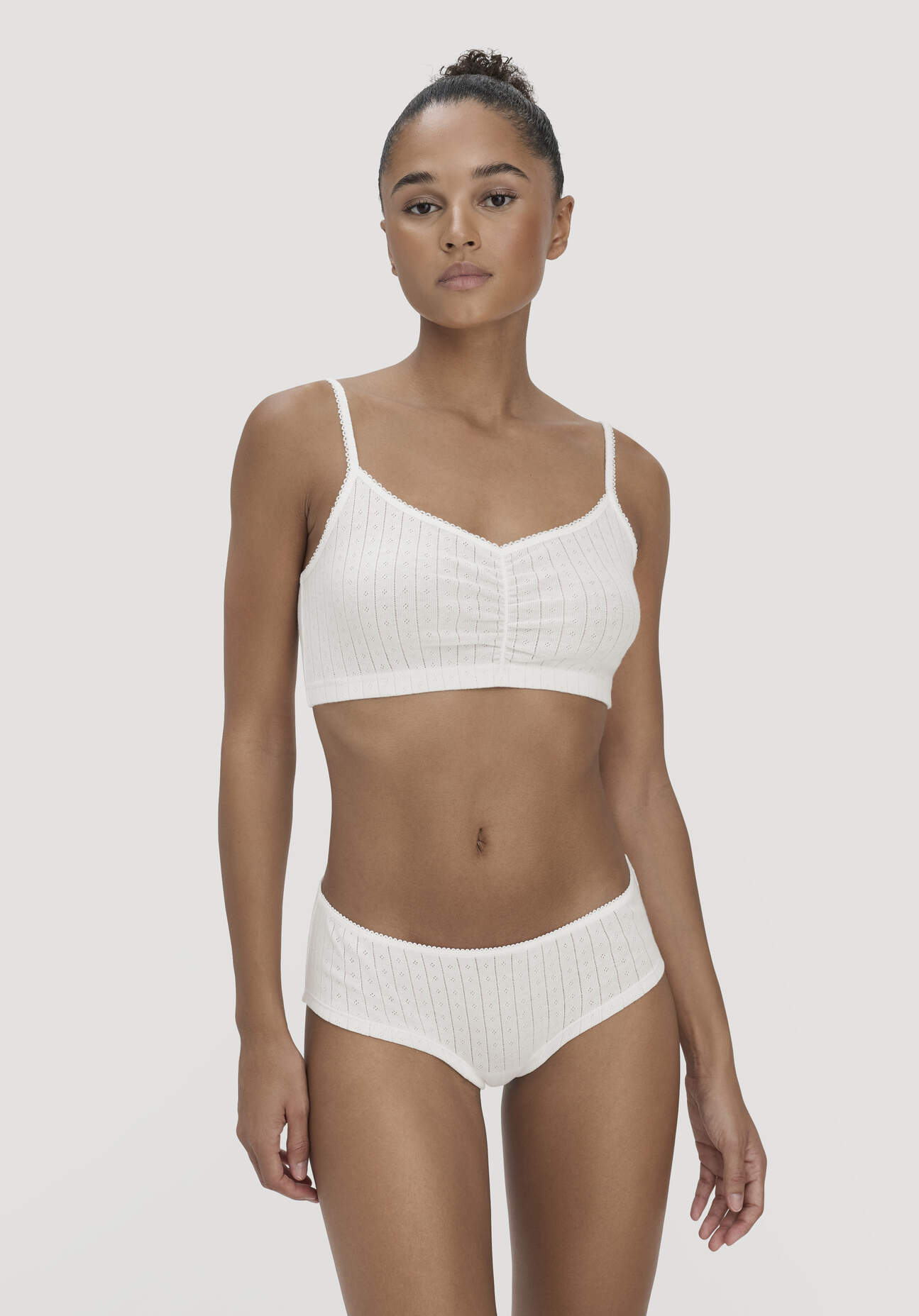 hessnatur Damen Pointelle Bustier PURE COTTON aus Bio-Baumwolle - weiß Größe 36
