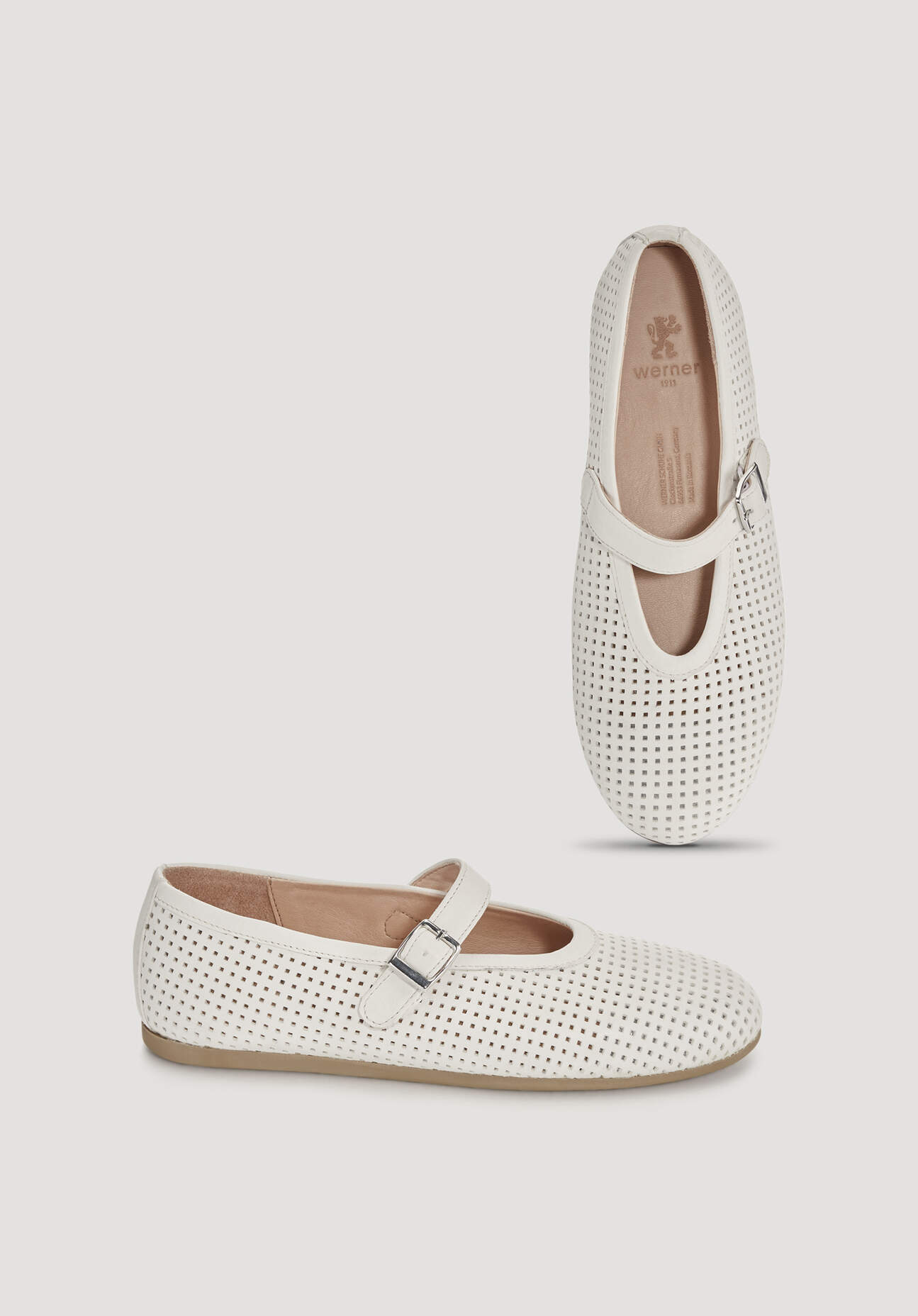 hessnatur Damen Mary Jane Ballerina aus Nappaleder - weiß Größe 38