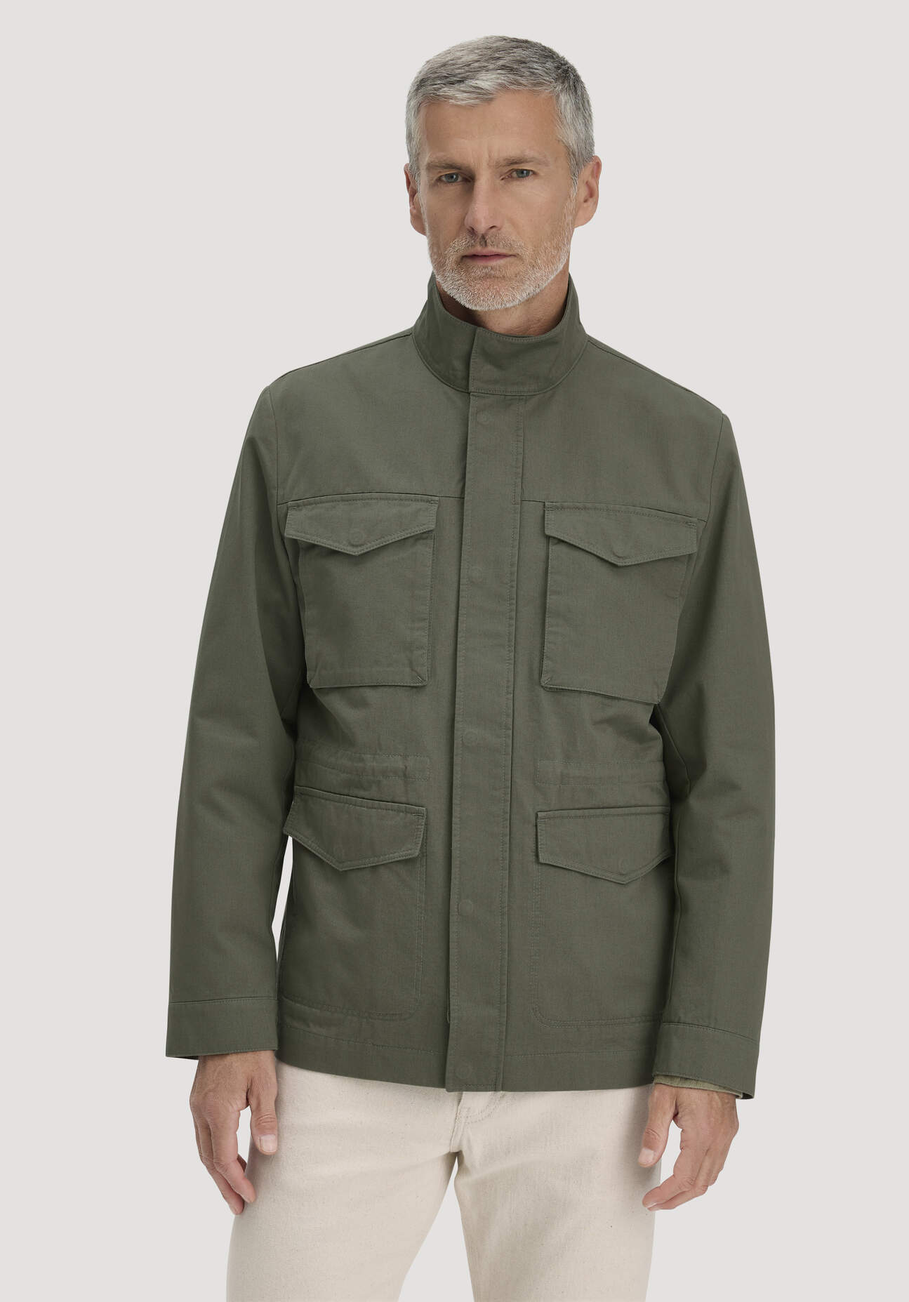 hessnatur Herren Field Jacket Regular NATURE SHELL aus Bio-Baumwolle - grün Größe 46