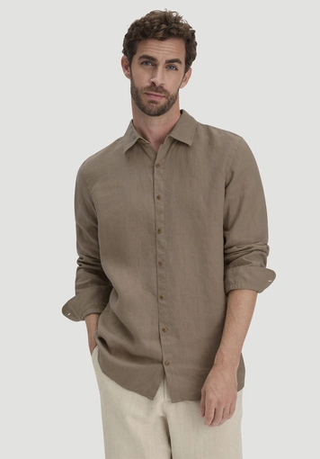 Regular shirt made of pure linen - 0