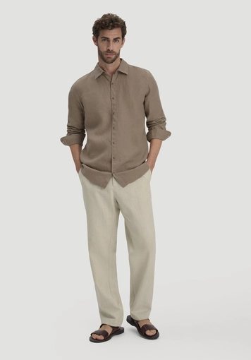 Regular shirt made of pure linen - 1