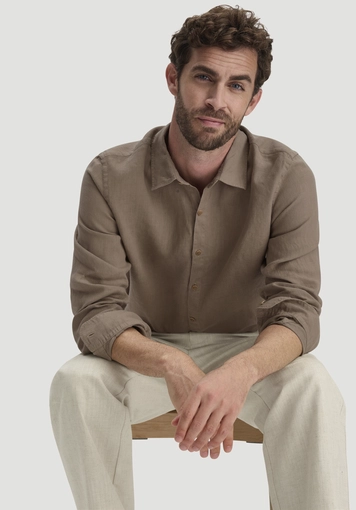 Regular shirt made of pure linen - 4