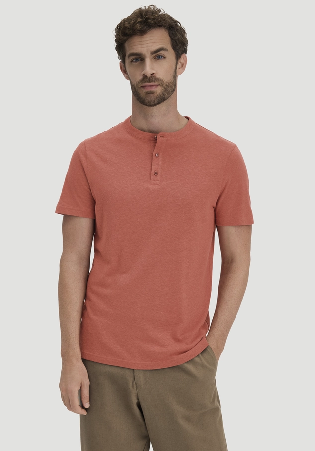 Henley T-Shirt Regular aus Leinen und Bio-Baumwolle