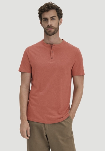 Henley T-Shirt Regular made of linen and organic cotton - 0