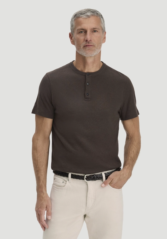 Henley T-Shirt Regular aus Leinen und Bio-Baumwolle