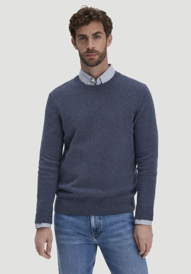 Regular knit sweater made of organic merino wool with organic cotton
