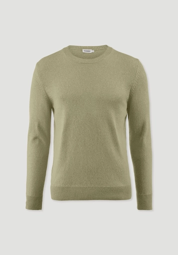 Regular-size knitted pullover made from organic merino wool and organic cotton