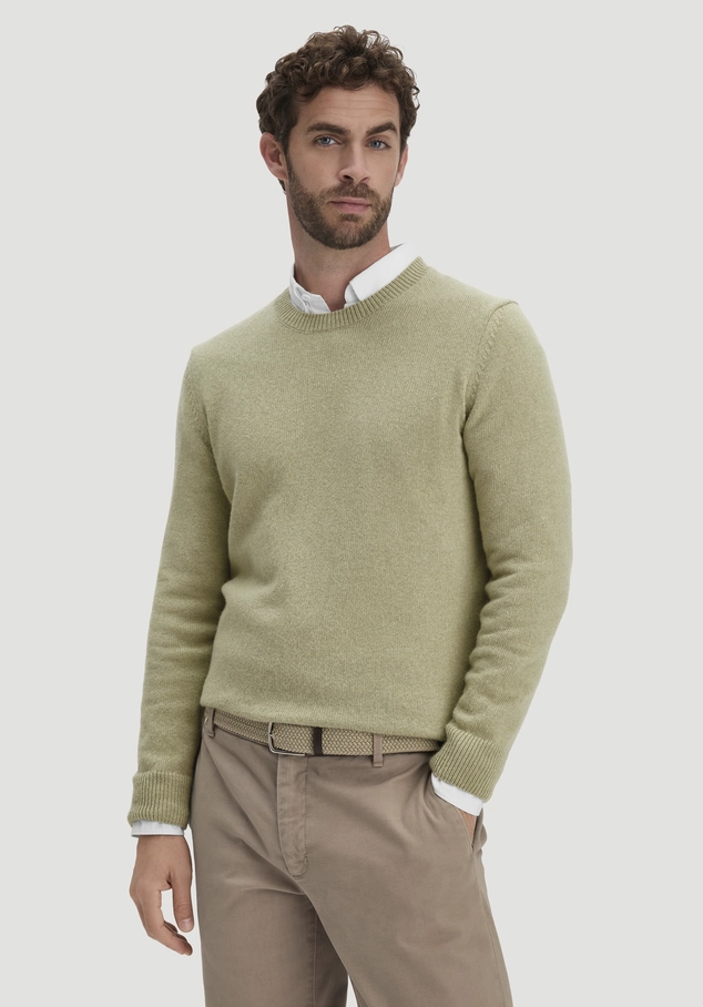 Regular knit sweater made of organic merino wool with organic cotton