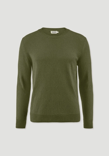 Regular-size knitted pullover made from organic merino wool and organic cotton