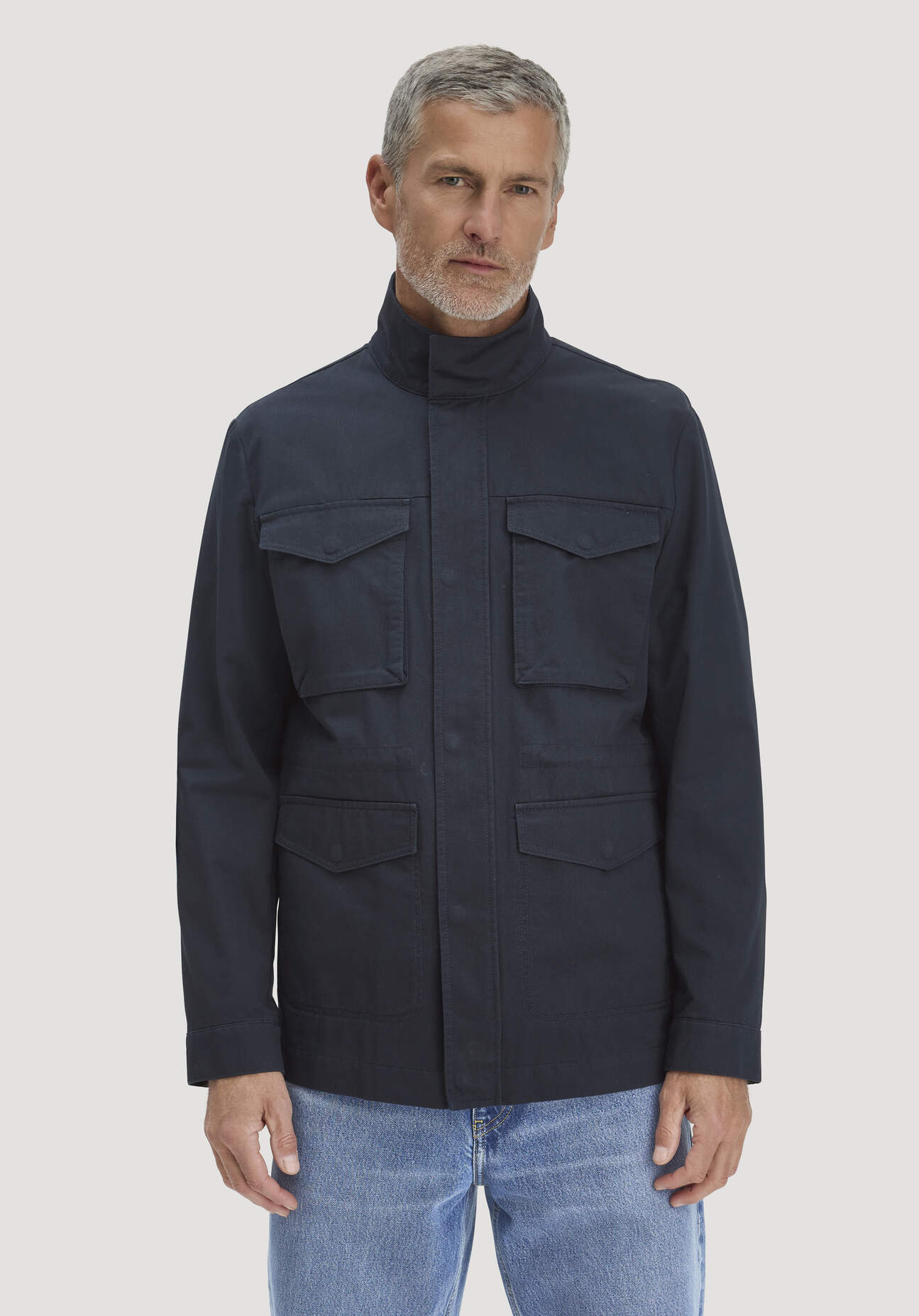 hessnatur Herren Field Jacket Regular NATURE SHELL aus Bio-Baumwolle - blau Größe 46