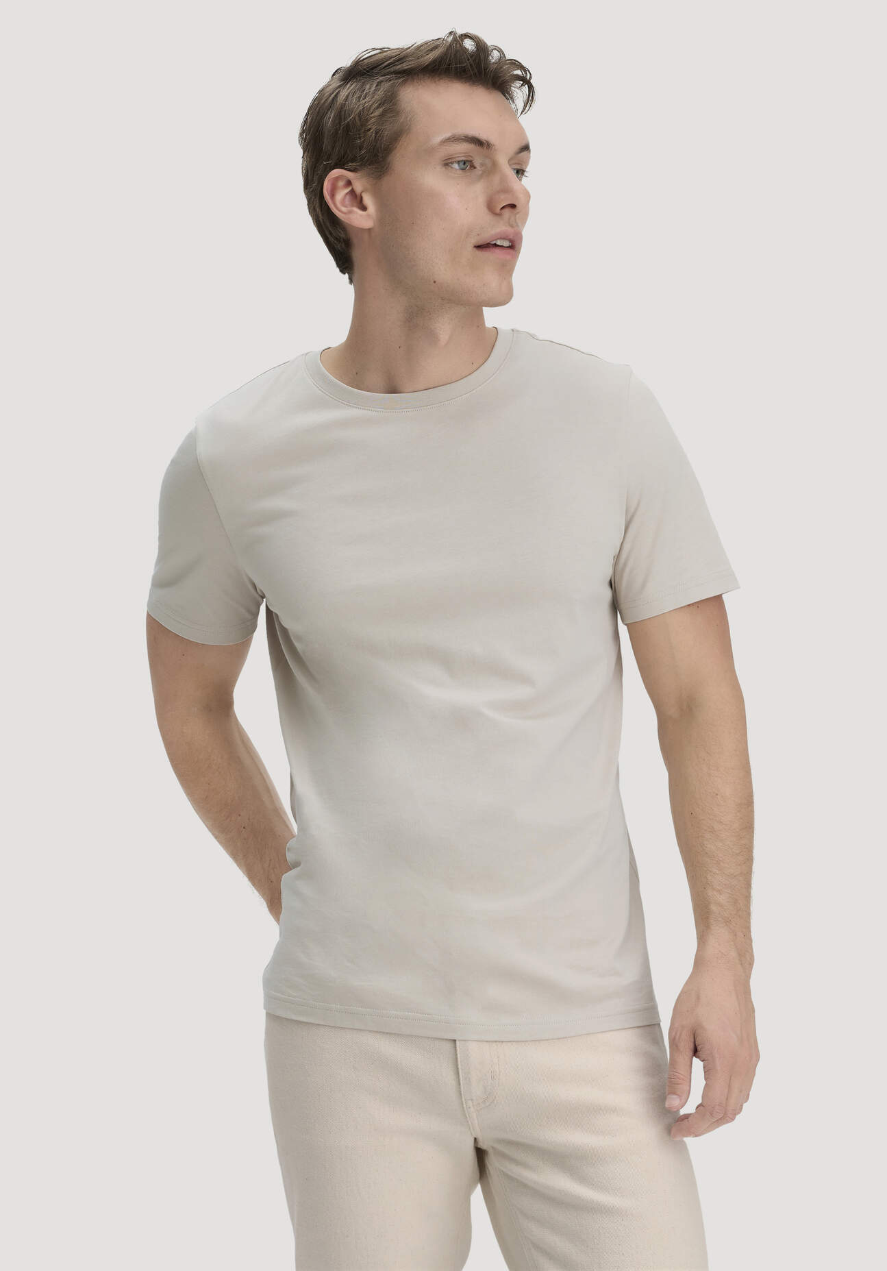 hessnatur Herren T-Shirt Regular aus Regenerative Organic Cotton (ROC) - beige Größe 50