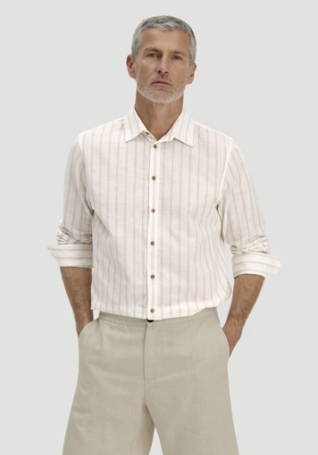 Striped shirt, regular size, made from organic cotton with linen - 3