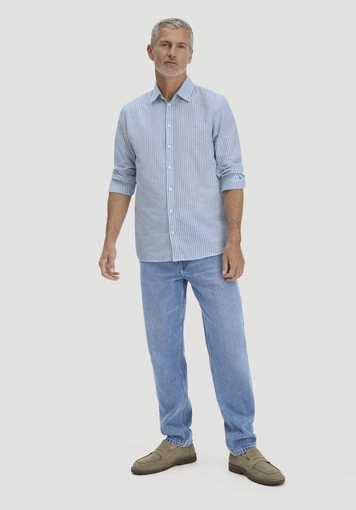 Striped shirt, regular size, made from organic cotton with linen - 1