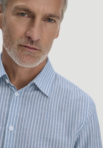 Striped shirt, regular size, made from organic cotton with linen - 3