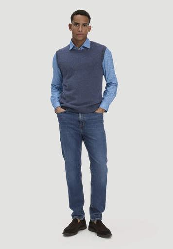 Regular knitted vest made from organic merino wool and organic cotton - 1